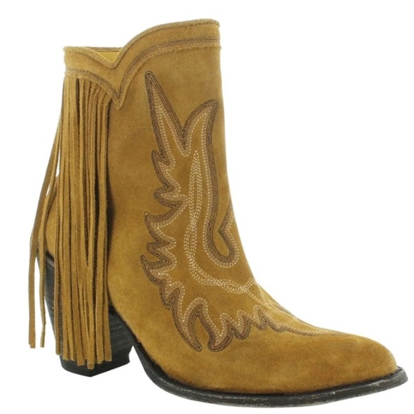 Old Gringo Tan Heeled Boots with Fringe - Picture 3 of 11